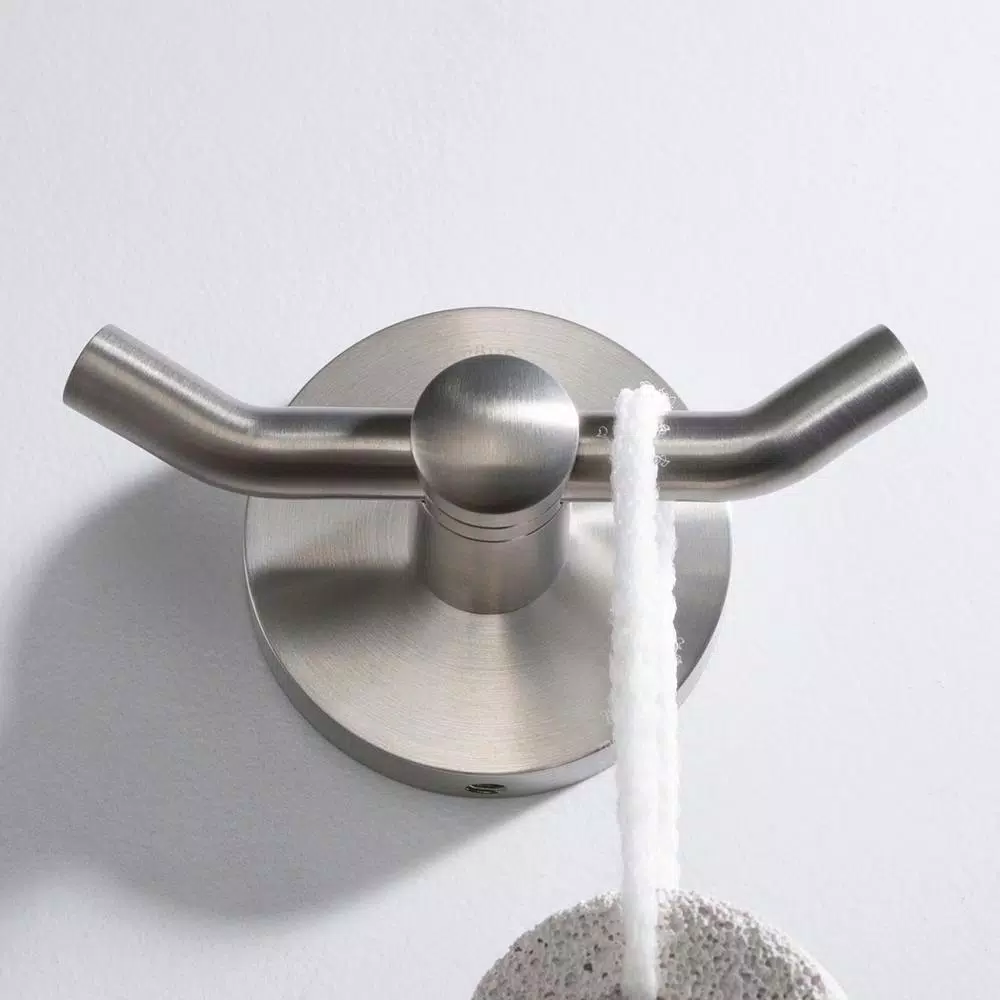 Kraus Elie Double Robe and Towel Hook, Brushed Nickel