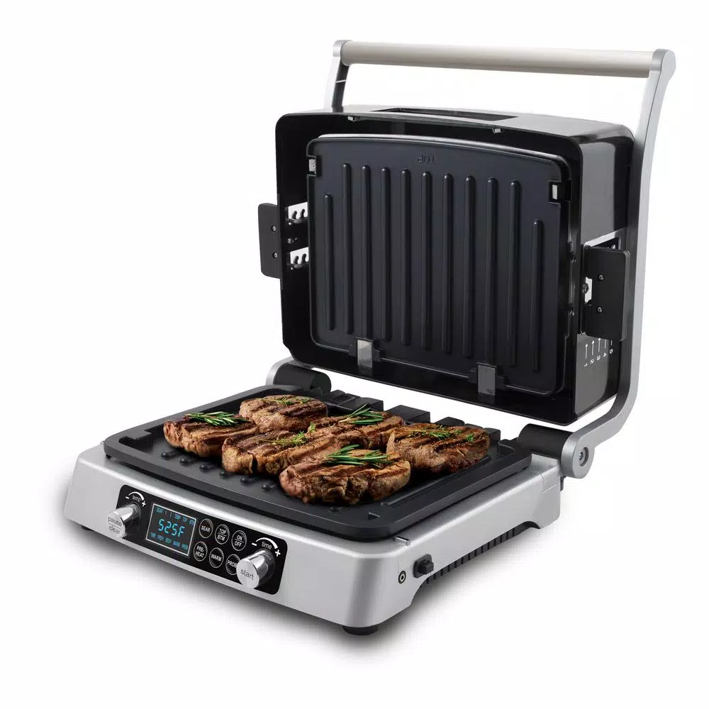 NuWave Jubilee Double Indoor Grill, 1800W Stainless Steel Smokeless Countertop Grill with Drip Tray
