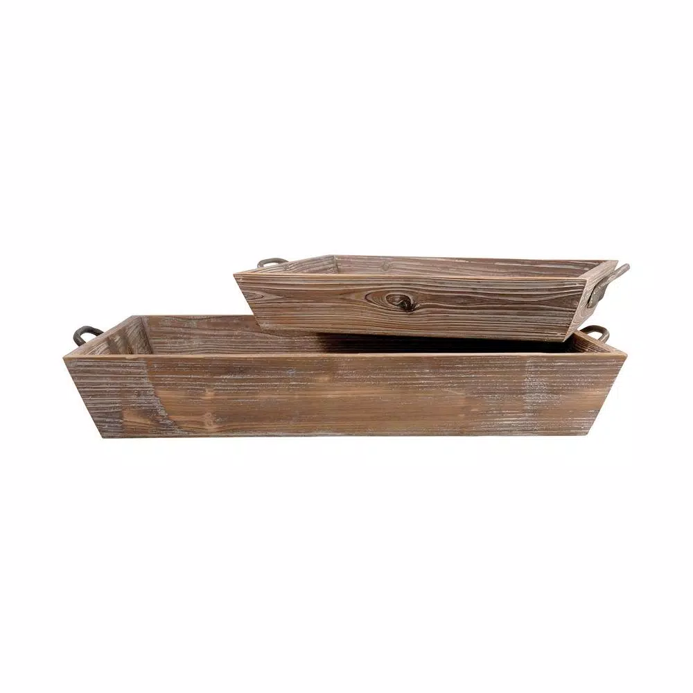 Titan Lighting Americana Decorative Metal and Wood Trays, Antique Palonia & Canyon Rustic Finish, Set of 2