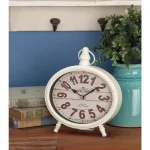 LITTON LANE 9 in. x 8 in. Round Iron Desk Clock 4-Pack, Vintage Farmhouse Style thumbnail 1