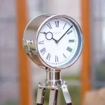 FirsTime 28 in. Tripod Pendulum Tabletop Analog Clock - Chrome and Espresso thumbnail 4