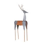 Alpine Corporation 30 in. Metal Rustic Standing Reindeer Christmas Outdoor Sculpture thumbnail 1