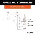 CURT Adjustable Channel Mount Trailer Hitch Ball Mount with Dual Ball, 2 in. Shank, 14,000 lbs. Capacity thumbnail 2