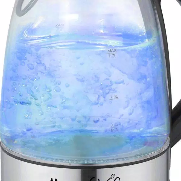 MegaChef 1.7L Glass and Stainless Steel Electric Tea Kettle, 7-Cup Capacity