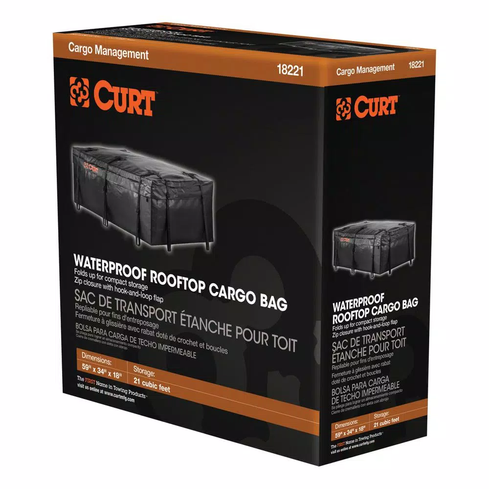 CURT Water Resistant Extended Rooftop Cargo Bag, 59" x 34" x 21"