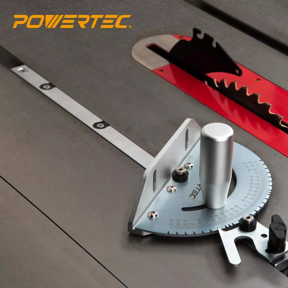 POWERTEC Universal Table Saw Miter Gauge with 27 Locking Angle Stops