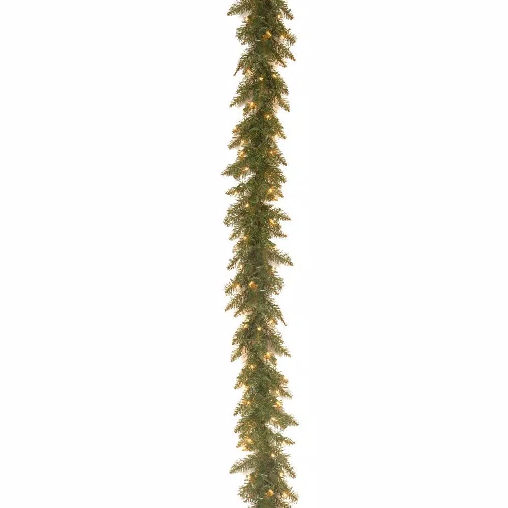 National Tree Company 9 ft. Pre-Lit Dunhill Fir Artificial Garland with 100 Clear Incandescent Lights