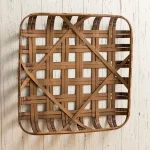 Glitzhome 24 in. Woven Tobacco Wicker Basket Wall Decor - Brown Bamboo thumbnail 9