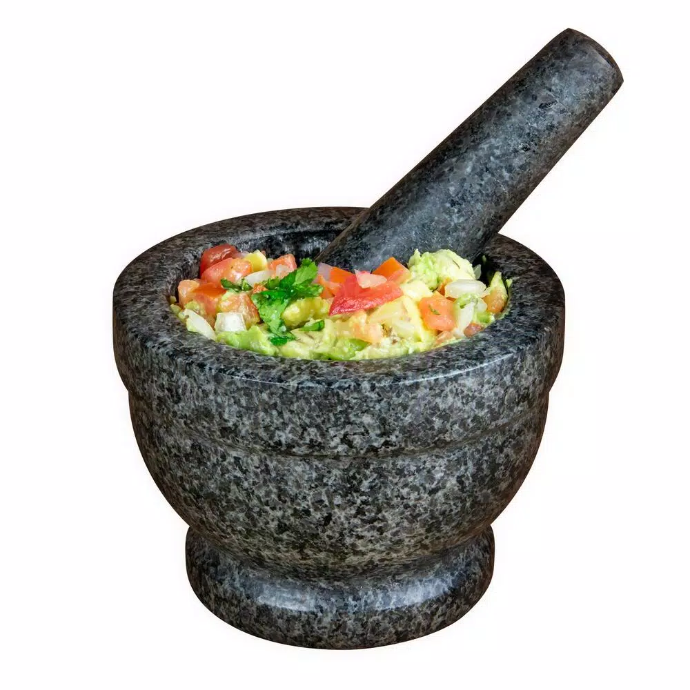 TACO TUESDAY Granite Stone Mortar and Pestle Set, 5.5 in. - Dark Gray