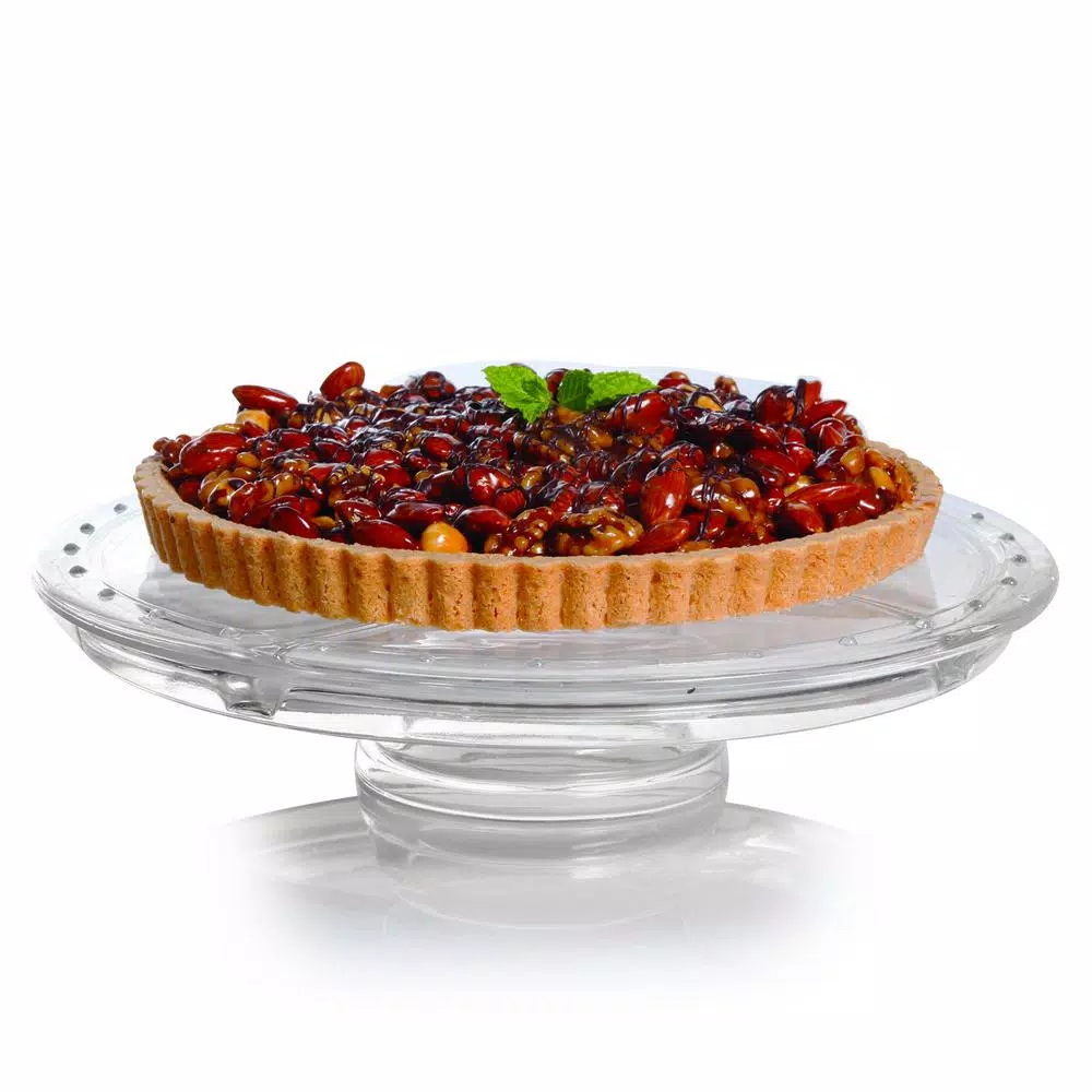 Gibson Home Great Foundations 12-in Clear Glass Cake Stand with Pedestal and Dome Lid