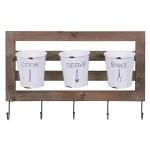 DANYA B DANAYA B. FHB2605 Rustic Hanging Utensil Caddy with 3 Tin Buckets and 5 Hooks thumbnail 1