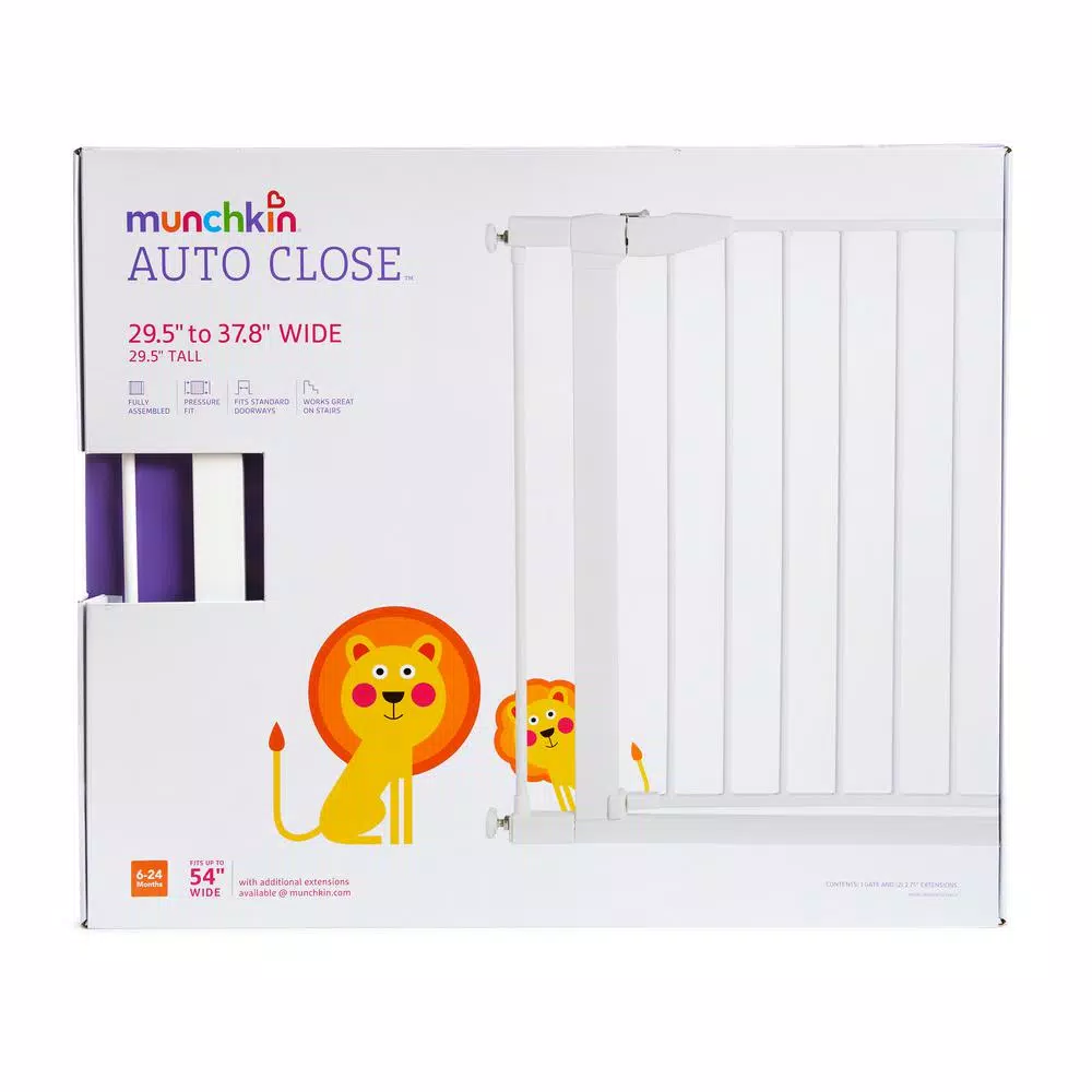 Munchkin Auto Close Metal Baby Gate, 29.5 in. Tall, White