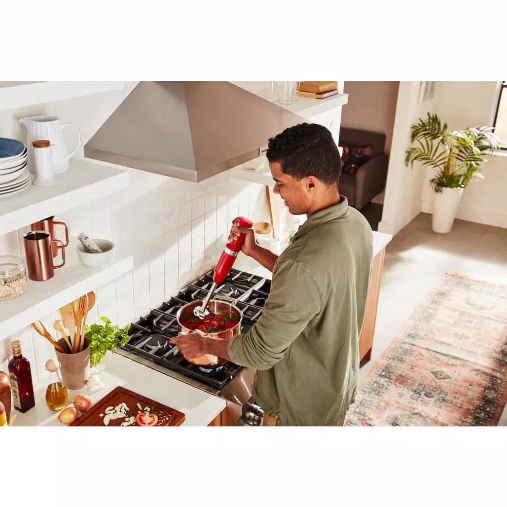 KitchenAid Cordless Variable Speed Hand Blender with Chopper and Whisk Attachments, Passion Red