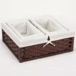 Household Essentials Brown Paper Rope Wicker Utility Basket Set with Washable Cotton Liners (Set of 3) thumbnail 3