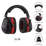 Stalwart Over-Ear Noise Reduction Ear Muffs, 30dB NRR, Foldable Black/Red thumbnail 4