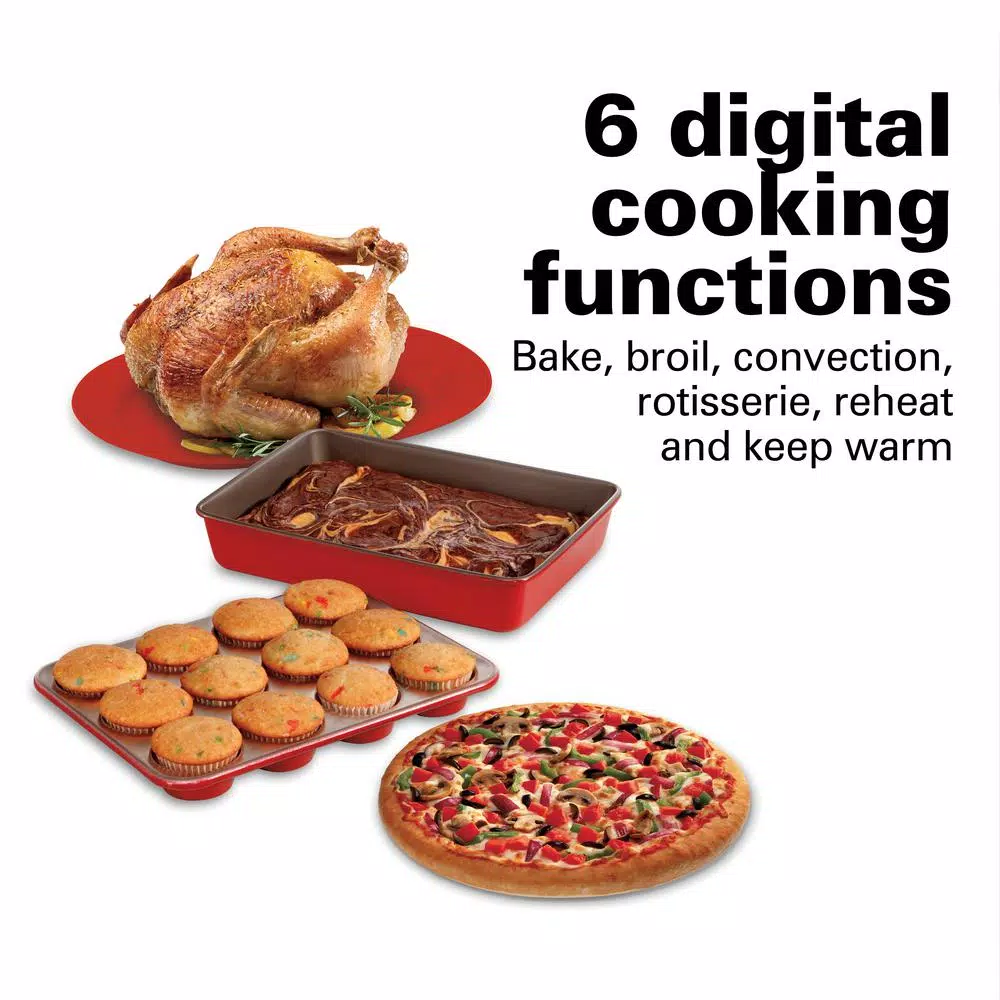 Hamilton Beach 1500W Digital Countertop Oven with Convection and Rotisserie, Stainless Steel