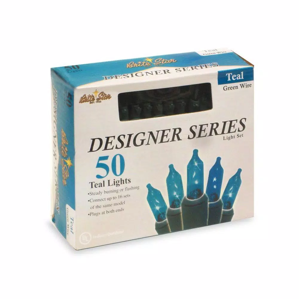 Brite Star Designer Series Teal Mini Light Set, 50-Count, Set of 2