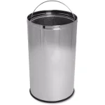 Genuine Joe 12 Gal. Chrome Round Top Stainless Steel Trash Can with Push-to-Open Spring Door thumbnail 2
