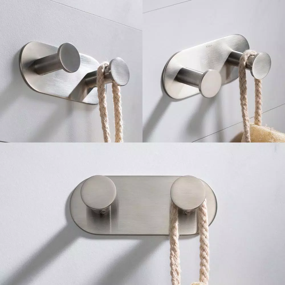 KRAUS Elie Double Robe and Towel Hook, Brushed Nickel