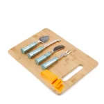 Mind Reader 4-Piece Stainless Steel Cheese Knife Set with Blue Galvanized Handles thumbnail 3