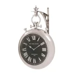 LITTON LANE 22 in. x 16 in. Vintage Pocket-Watch-Style Suspended Wall Clock, Silver Finish thumbnail 2