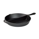 Basic Essentials 13.5 in. Cast Iron Round 2-Section Pre-Seasoned Grill/Griddle with Assist Handle thumbnail 1