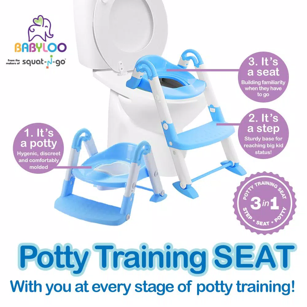 Babyloo Bambino 3-in-1 Convertible Toddler Potty Trainer and Step Stool - Blue