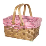 Vintiquewise Small Rectangular Wooden Decorative Basket with Removable Gingham Lining thumbnail 1