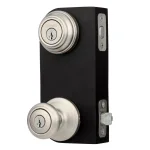 Kwikset Cameron Satin Nickel Entry Door Knob and Single Cylinder Deadbolt Combo Pack with SmartKey thumbnail 4