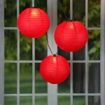 LUMABASE 10 in. Red Paper Lantern String Lights, 30 ft. Cord with 10 Incandescent Bulbs thumbnail 2
