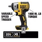 DEWALT 20V MAX XR 3/8 in. Compact Brushless Cordless Impact Wrench Kit with (2) 4.0 Ah Batteries & Charger thumbnail 3
