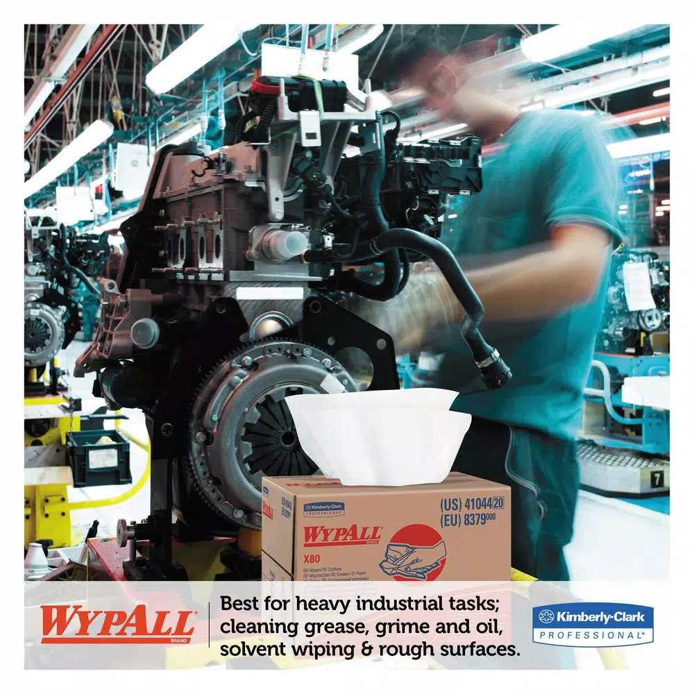 WYPAll X80 HydroKnit Wipers, White, 12.5 x 16.8 in, 160 Per Box