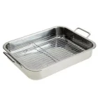 Unbranded Stainless Steel Roasting Pan with Removable Rack, 18 x 14 inch thumbnail 1