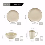 Vancasso 16-Piece Vintage Beige Porcelain Dinnerware Set - Service for 4 thumbnail 2