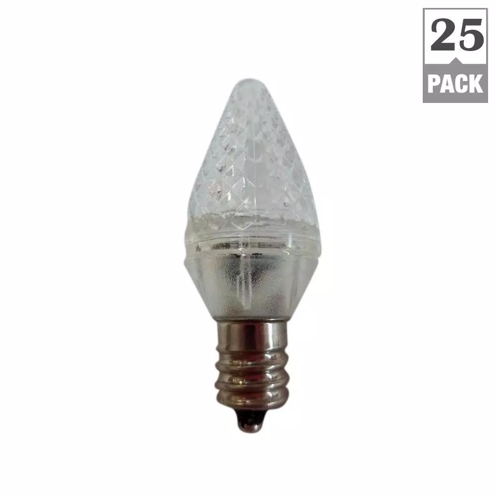 Unbranded C7 Warm White LED Light Bulbs, Super Bright Faceted, Indoor/Outdoor, 25 Pack