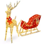 Best Choice Products 48 in. LED Reindeer and Sleigh Christmas Yard Decor Set with Warm White Lights thumbnail 1