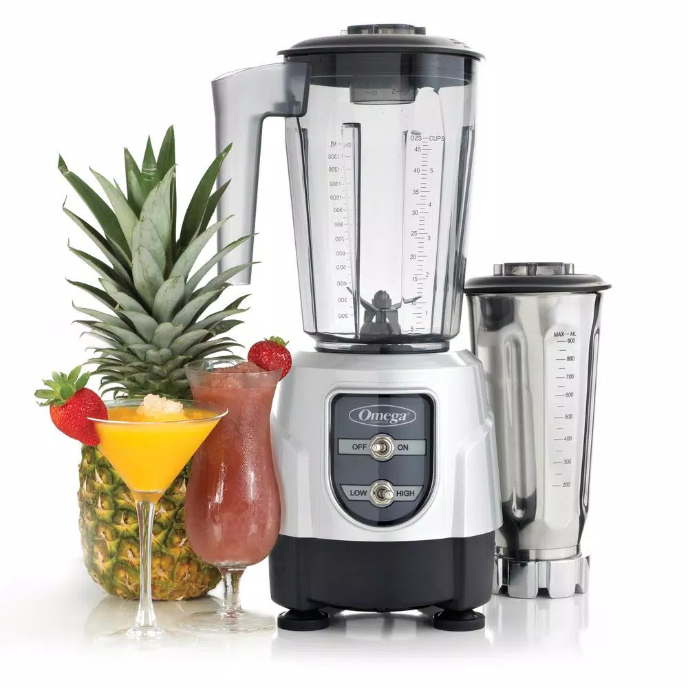 Omega 1 HP 48 oz. 2-Speed Silver Blender Combo Pack