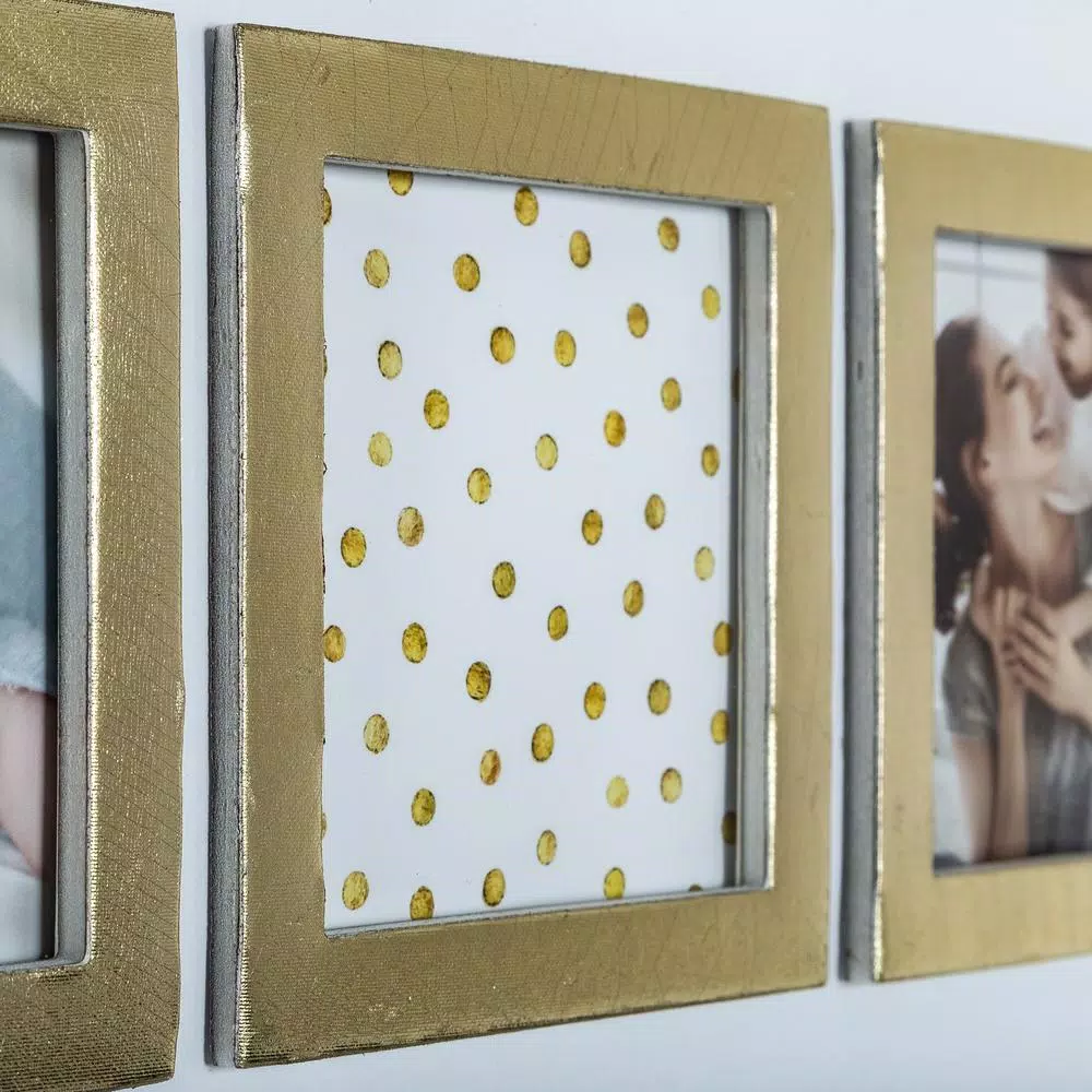 Pinnacle One Happy Family White and Gold Gallery Wall Photo Frame Set, 6 Piece Wood Frame Kit