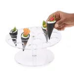 Mind Reader Clear Acrylic 14-Slot Round Ice Cream Cone & Sushi Roll Serving Tray Holder thumbnail 2