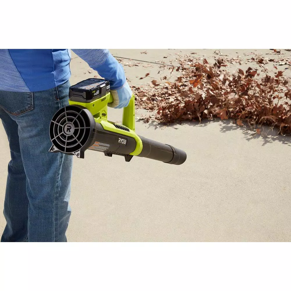 RYOBI ONE+ 18V Cordless Leaf Blower/Sweeper, 200 CFM, 90 MPH, Includes 2.0 Ah Battery and Charger