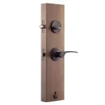 Copper Creek Tuscan Bronze Contemporary Front Door Handleset with Left-Hand Scandinavian Lever Trim thumbnail 4