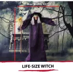 Haunted Hill Farm 6 ft. Animatronic Talking Witch with Broomstick Halloween Prop thumbnail 7