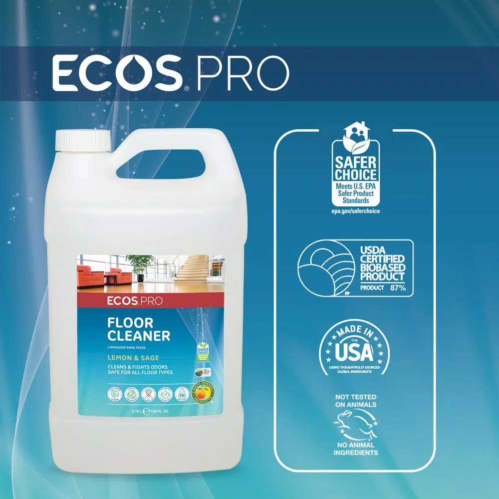 ECOS Pro Floor Cleaner, 128 oz. Ready-to-Use Liquid for Hardwood, Laminate, Tile, and Vinyl