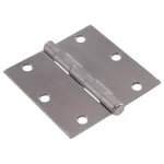 Hardware Essentials 3-1/2 in. Satin Chrome Residential Door Hinge, Square Corner, Full Mortise (9-Pack) thumbnail 1