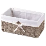 Vintiquewise Natural Seagrass Wicker Shelf Basket with Removable White Liner, 12 x 6.5 x 5.3 in. thumbnail 1