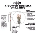 Milwaukee MX4 4-Cutter SDS-Max Carbide Drill Bit, 5/8 in. x 13 in. thumbnail 3