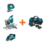 Makita 18V LXT Brushless Jig Saw, 10 in. Miter Saw, and 3-1/4 in. Planer Combo Kit with 5.0 Ah Battery & Charger thumbnail 1