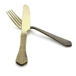 Gibson Elite Zambezi 5-Piece Gold Hammer Texture Stainless Steel Flatware Set, Service for 1 thumbnail 7