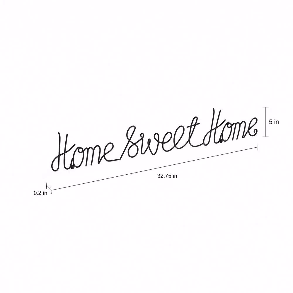 Lavish Home "Home Sweet Home" Metal Cutout Wall Sign, Black Farmhouse Decor