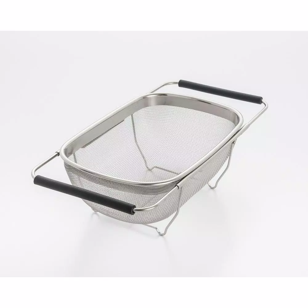 ExcelSteel 11 in. Stainless Steel Over the Sink Mesh Strainer with Extendable Non-Slip Rubber Handles